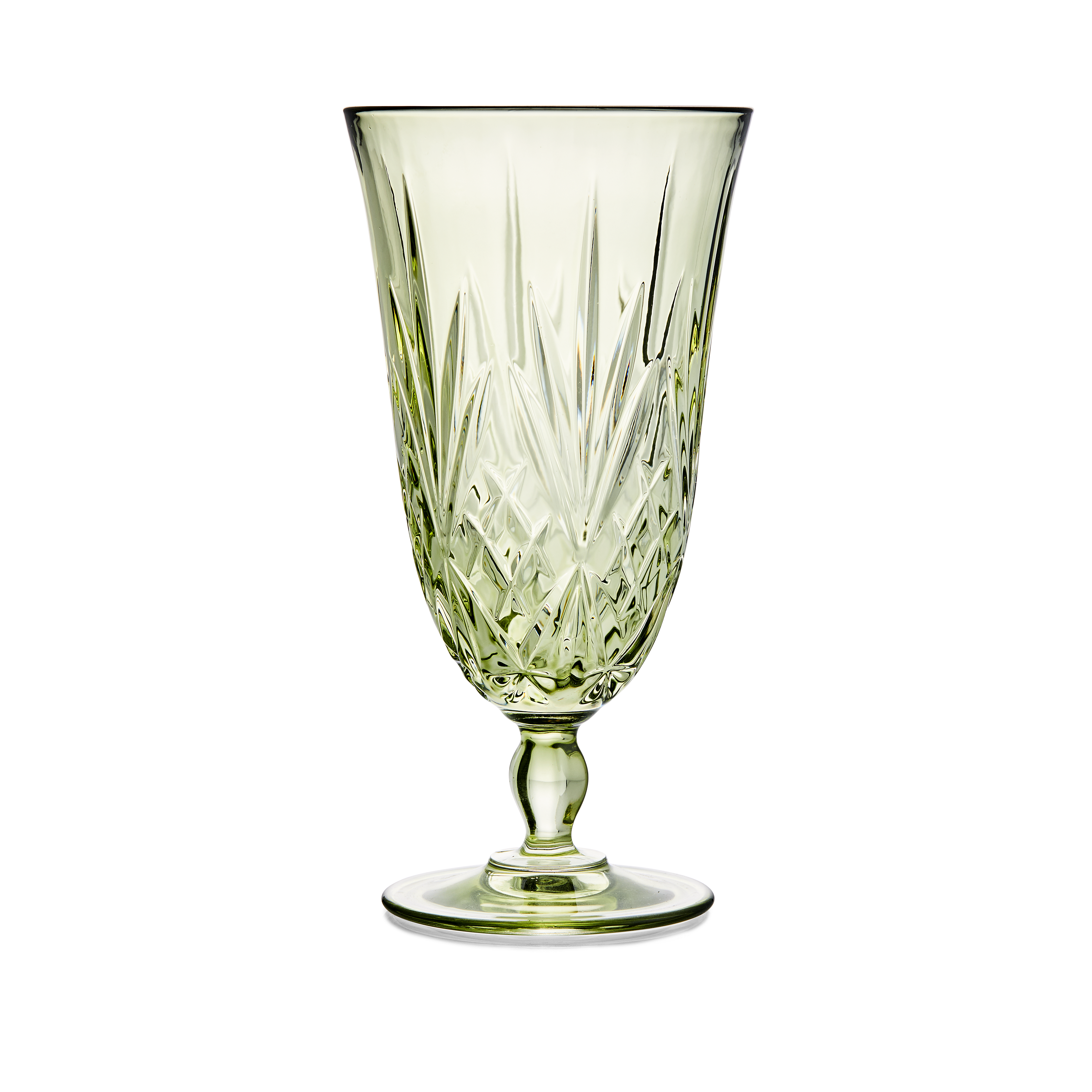 Glass St. Charles Stem Goblet Water Moss 13.5 Oz