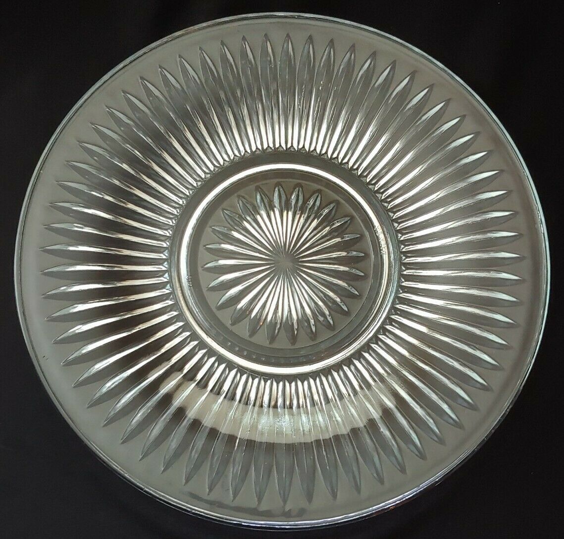 Clear Glass Starburst Plate Luncheon 9.5&#8243;