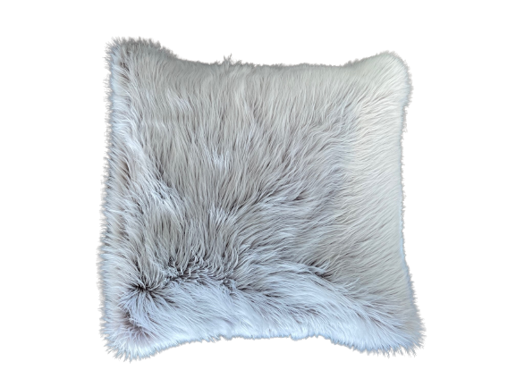 Pillow &#8211; Fur &#8211; Long Hair &#8211; White/Brown &#8211; 22X22